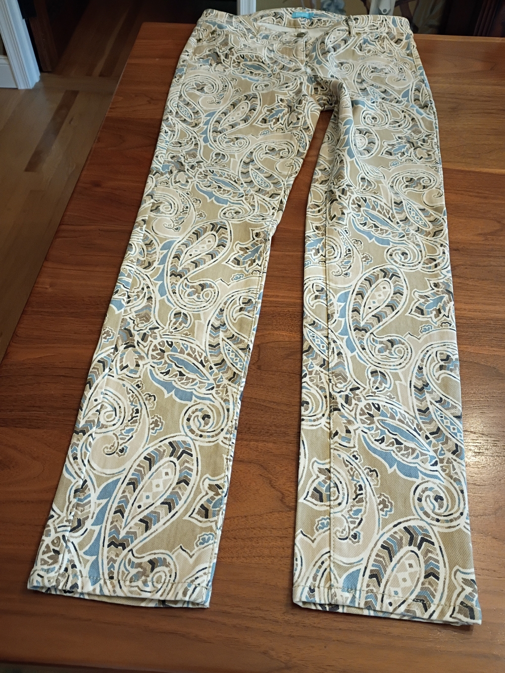 J. McLaughlin Blue Paisley Jeans Size 8 Lexi